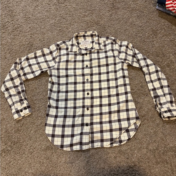 Filson Tops - Filson Alaskan Guide Flannel Shirt Top Cream & Brown Plaid Women's Small